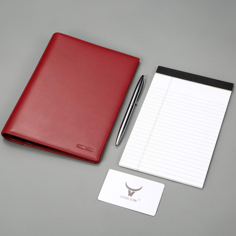 HISCOW Leather Junior Padfolio for Men & Women with Pen Loop, Italian Calfskin, Business Portfolio Notebook Folder (Bordeaux) - Image 2